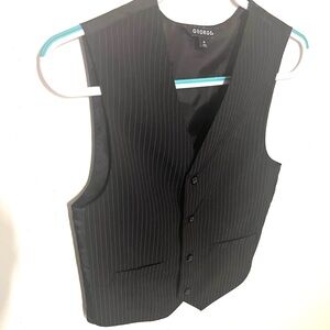 George boys black pinstriped vest. 4 front buttons. Size 14. EUC.